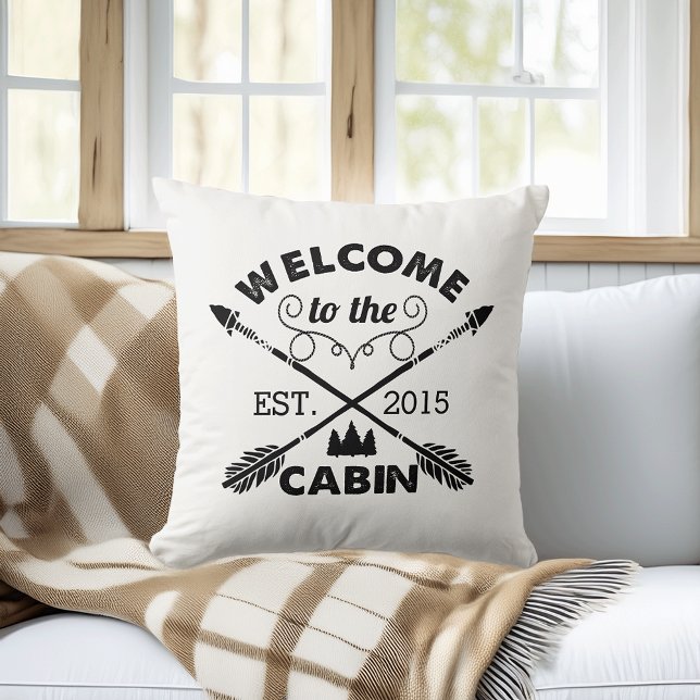 Coussin Bienvenue au Cabine | Flèches rustiques (Créateur téléchargé)