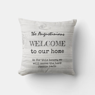 Coussin BIENVENUE chrétien rustique