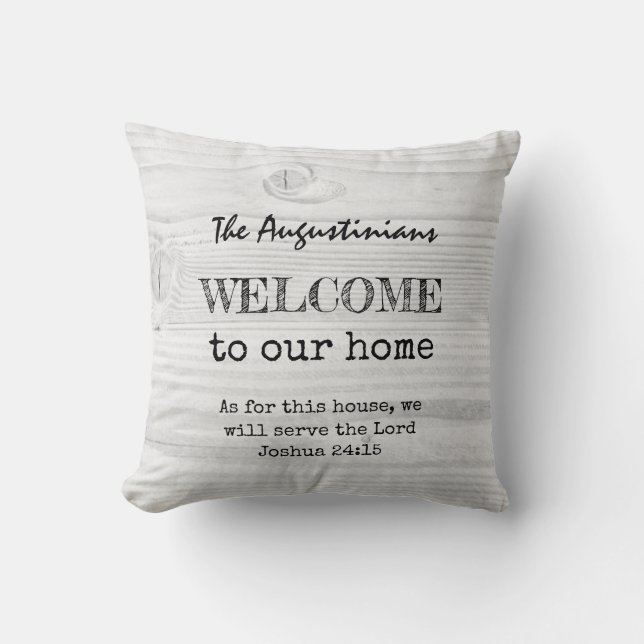 Coussin BIENVENUE chrétien rustique (Recto)
