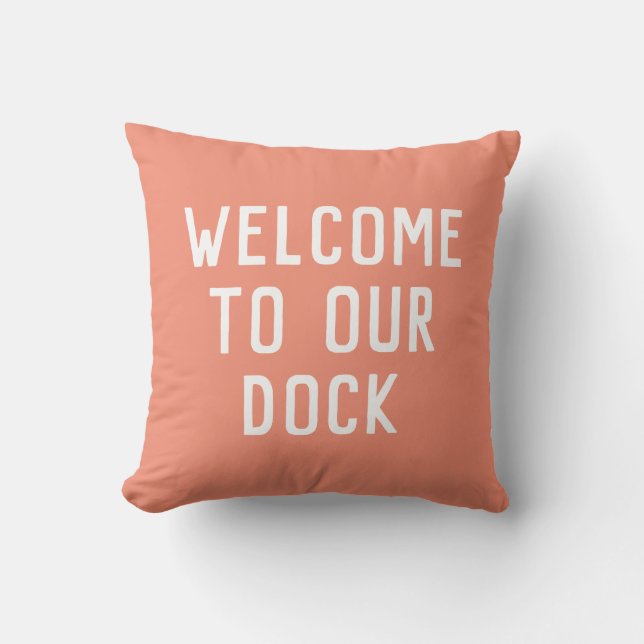 Coussin BIENVENUE classique À NOTRE DOCK typographie + ANC (Recto)