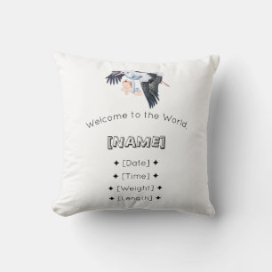Coussin Bienvenue dans la barre World Custom Name & Birth 