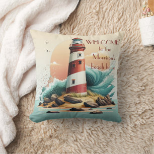 Coussin Bienvenue dans notre Beach House Lighthouse image,