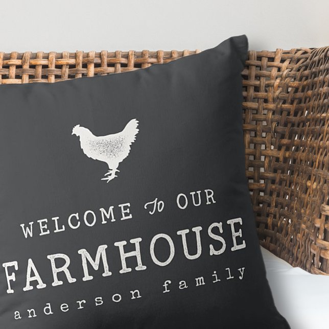 Coussin Bienvenue dans notre ferme Pays Poulet rustique (Créateur téléchargé)