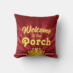 Coussin Bienvenue Dans Notre Porche / Rocking / Original /
