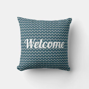 Coussin Bienvenue, motif diamants bleus