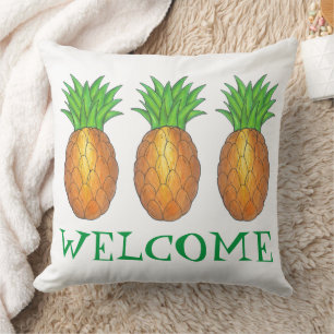 Coussin BIENVENUE Nouvelle Maison Ménage Ananas Hawaii