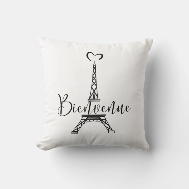 Coussin "Bienvenue" Tour Eiffel (Recto)