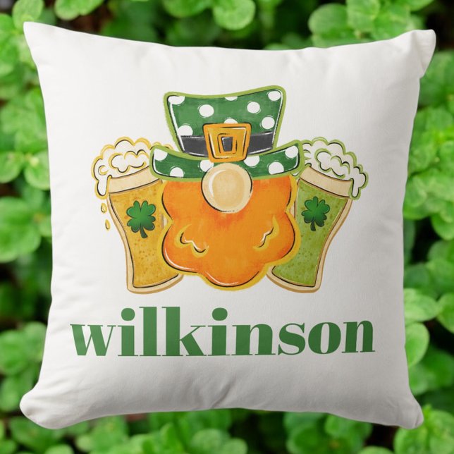 Coussin Bières shamrocks Leprechaun St Patrick's Custom (Créateur téléchargé)