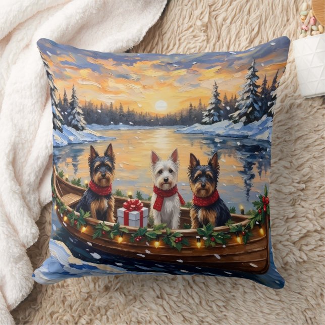 Coussin Biewer Terrier Christmas Boat Holiday (Couverture)