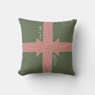 Coussin Big Bow of Striped Ribbon Green