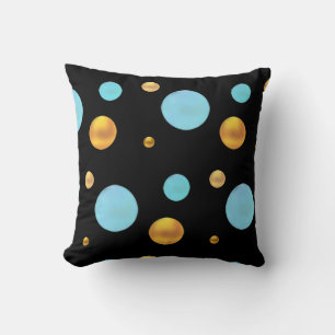 Coussin Big Gold et Pois turquoise