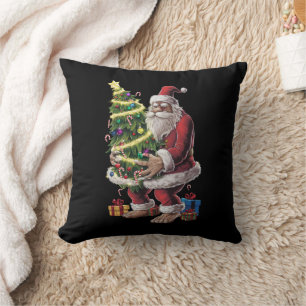 Coussin Bigfoot Noël Arbre Lumières Noël Sasquatatch Amour