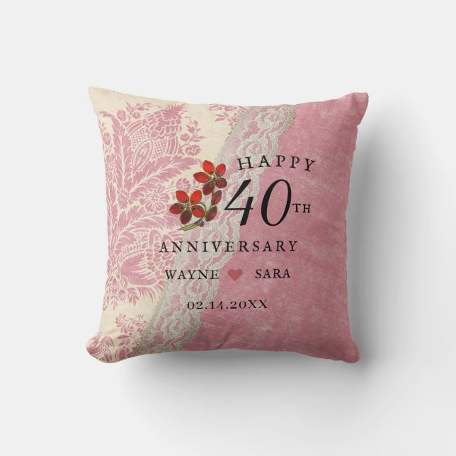 Coussin Bijou de rubis pour les 40 ans de mariage (Recto)
