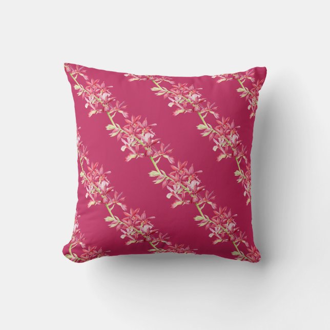 Coussin Bijou rouge orchidée aquarelle art (Recto)