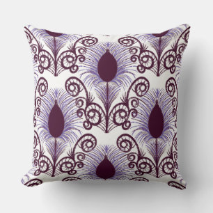 Coussin Bijou violet Boho Tone Peacock Feather