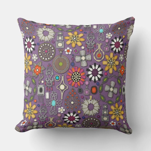 Coussin bijoux boho trésors lilas (Recto)