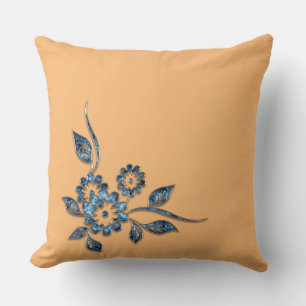 Coussin Bijoux en argent de fleurs bleues ornement décorat