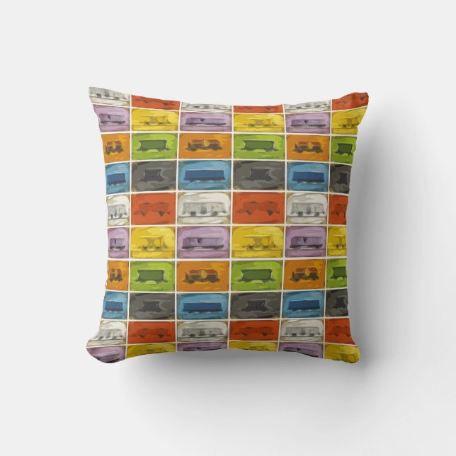 Coussin Billet à bord : Les Trains (Recto)
