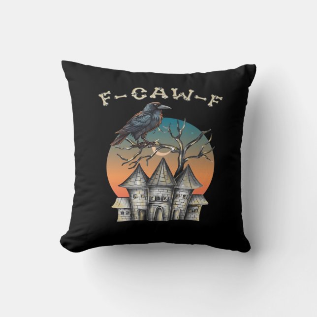 Coussin Bird F-Caw-F Funny Crow Raven (Recto)