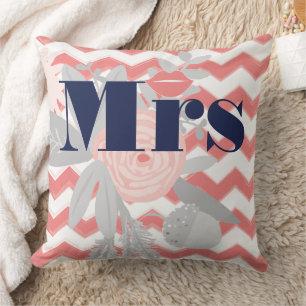 Coussin Birde Mrs Lips Marine Coral Grey Zig Zag Floral