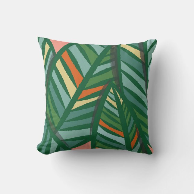 Coussin Birds of Paradise Colorful Leaves Motif (Recto)