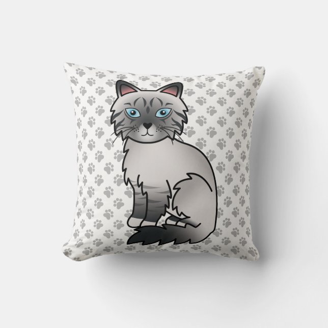 Coussin Birman / Ragdoll Tabby bleu point Patte Chaton & P (Recto)