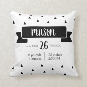Coussin Birth Monochrome moderne baby stat faire-part