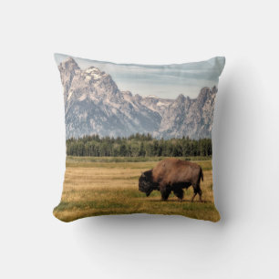 Coussin Bison dans les Tétons