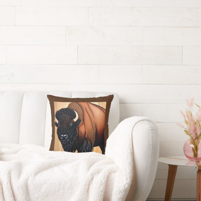 Coussin Bison Majestic Des Prairies - Sauvage Et Gratuit (Canapé)