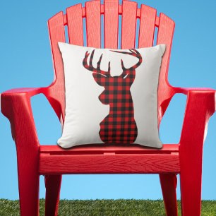 Coussin bison rouge cabine du pays plaid noël cerf