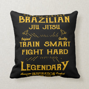 Coussin BJJ Train Smart Combattre Dur Vintage Jiu Jitsu