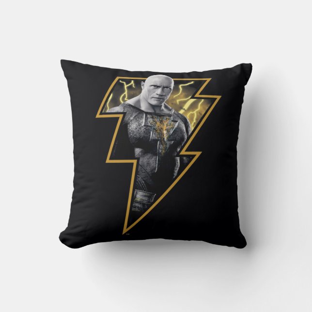 Coussin Black Adam Grey et Gold Lightning Graphic (Recto)