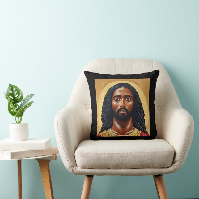 Coussin Black African Jésus Christ Art religieux (Chaise)