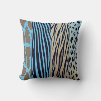Coussin Black And Blue Animal Printed Zebra Stripe Pillow