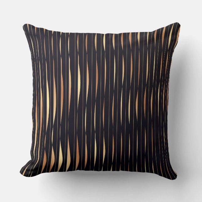 Coussin Black and Orange Stripe Abstract Throw Pillow  (Recto)