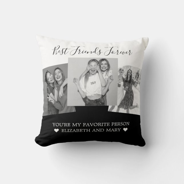 Coussin Black and White BFF Photo Collage Best Friends (Recto)