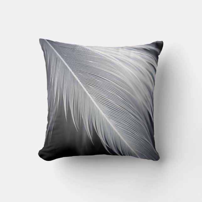Coussin Black and White Feather  Throw Pillow (Recto)