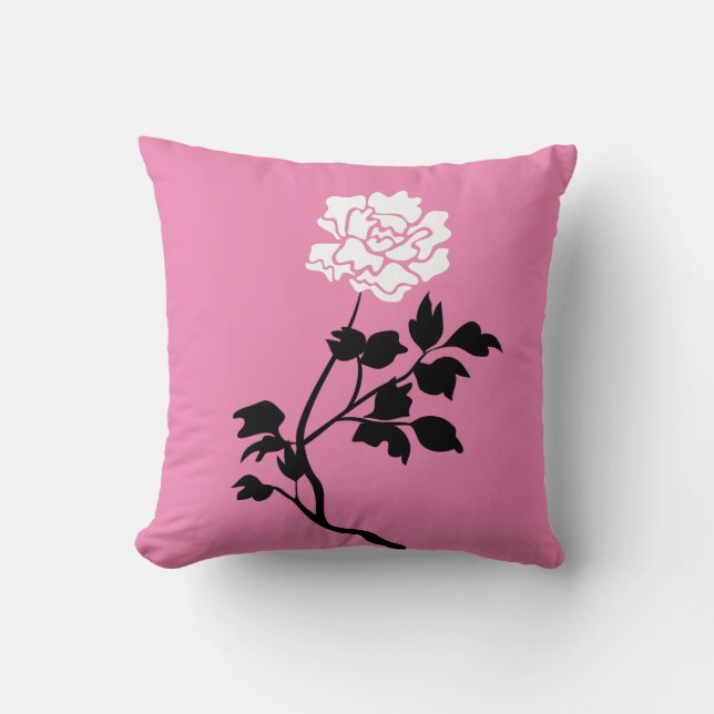 Coussin Black and White Flower (Recto)