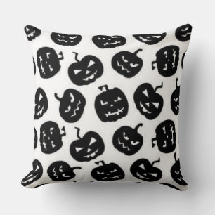 Coussin Black And White Halloween Elements