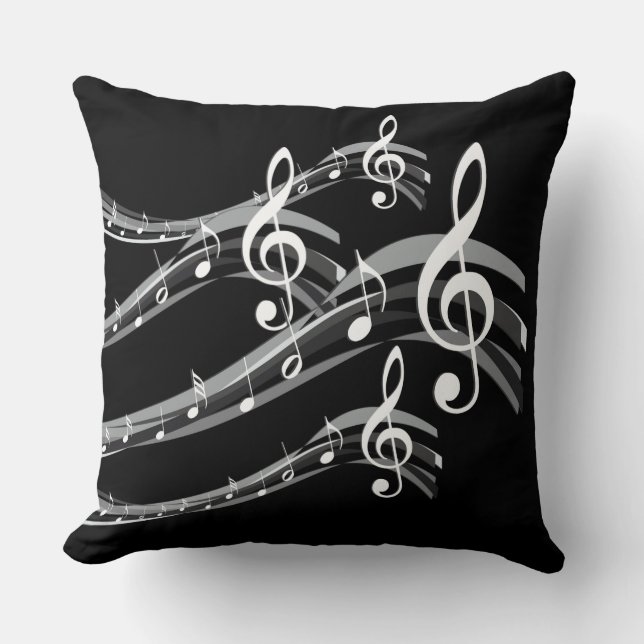Coussin Black and White Treble Clef (Recto)