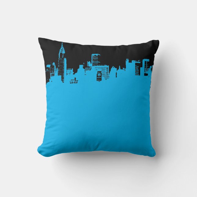 Coussin Black Blue Pop Art New York City Jeu d'oreiller (Recto)