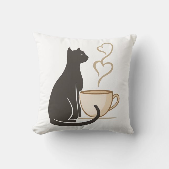 Coussin Black Cat Coffee Club (Recto)