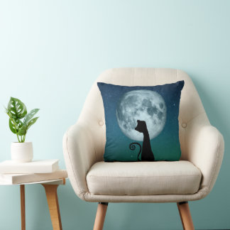 Coussin Black Cat In Moonlight Throw Pillow