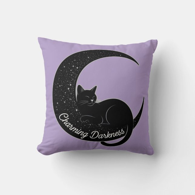 Coussin Black Cat on the Crescent Moon: Charm of Darkness  (Recto)