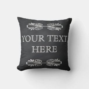 Coussin Black Chalkboard White Swirl Joyeux Noël