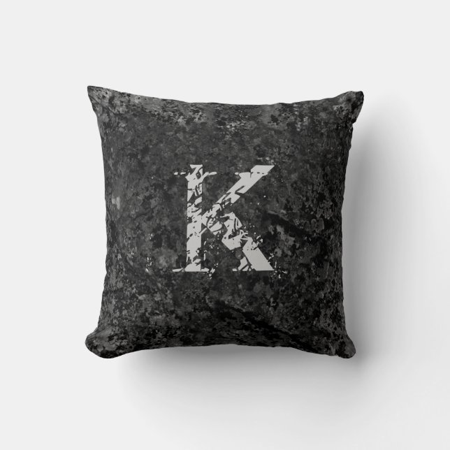 Coussin Black Cracked Natural Rock Texture sur mesure Mono (Recto)