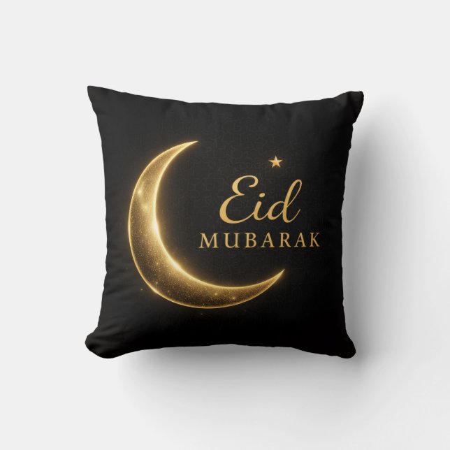Coussin Black & Gold Eid Mubarak Decorative Pillow – Ramad (Recto)