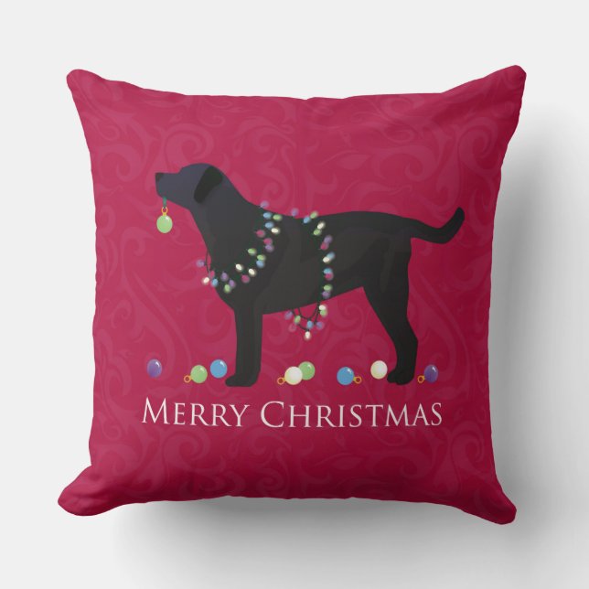 Coussin Black Lab Joyeux Noël Design (Recto)