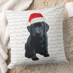Coussin Black Lab Père Noël Chien Joyeux Noël - Chien du L