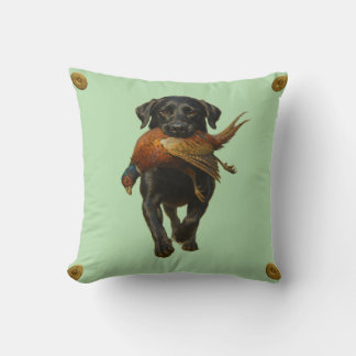 Coussin Black Labrador Retriever & Pheasant throw cushion